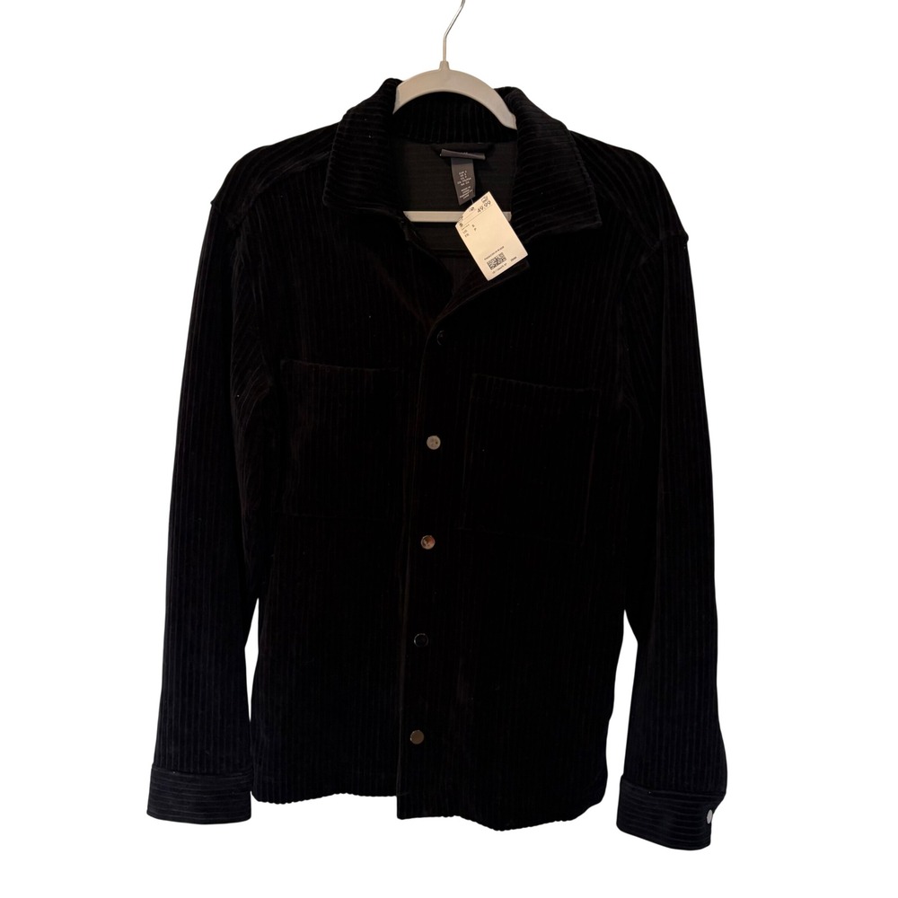 H&M Black Corduroy Shirt Jacket Regular Fit Overshirt Small NWT